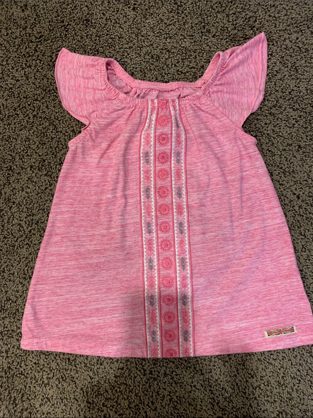 Hudson Pink Flutter Sleeve Embroidered Tunic Top